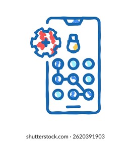 tela bloquear senha ícone doodle esboçar vetor. tela bloquear senha sinal. símbolo isolado ilustração