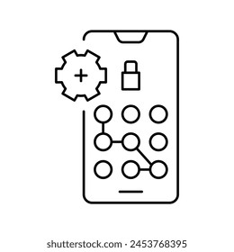 Vector de la línea de Contraseña de bloqueo de pantalla. Contraseña de bloqueo de pantalla.