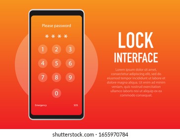 Screen Lock. PInterface for lock screen or enter password pages. Vector illustration.