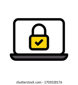 screen lock vector flat color icon 