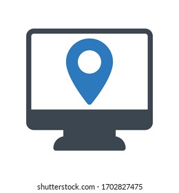 icono de color de glifo vectorial de ubicación de pantalla 