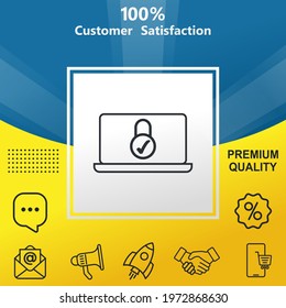 Screen look vector glyph color icon. With yellow and blue background option.