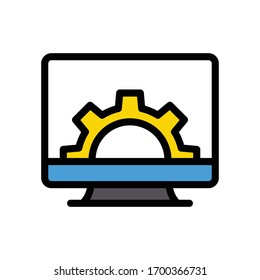 screen marketing vector flat color icon 