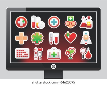 screen with medical icons