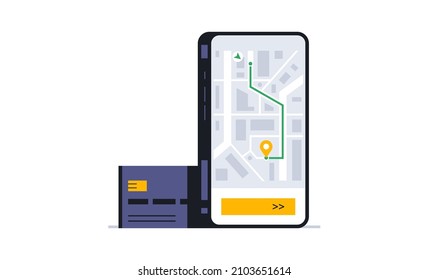 Screen Of The Menu For Ordering A Taxi, Delivery. Payment For The Order Through A Mobile Application Using A Bank Card. Safe Payment, Phone, App, Smart, Device, Digital. Vector Illustration