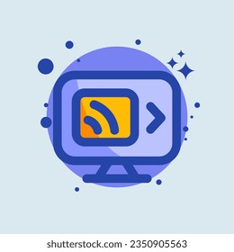 Screen mirroring flat illustration. Wireless display signs vector illustration.