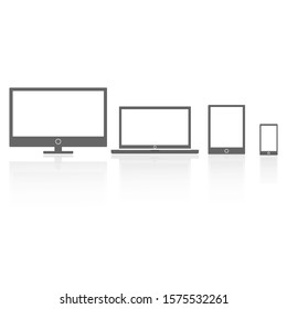 Screen mockup. Computer monitor, laptop, tablet and smartphone