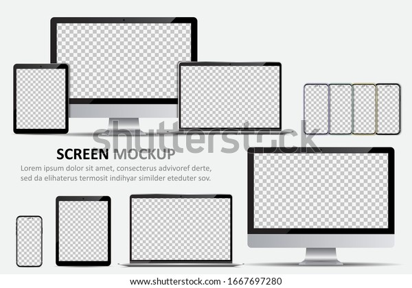 Download Screen Mockup Computer Monitor Laptop Tablet Stock Vector Royalty Free 1667697280