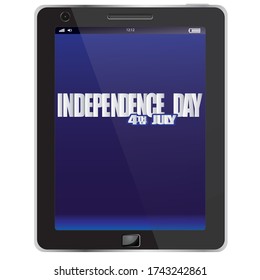 Pantalla de una tableta moderna con el día de la independencia del saludo. Ilustración del vector