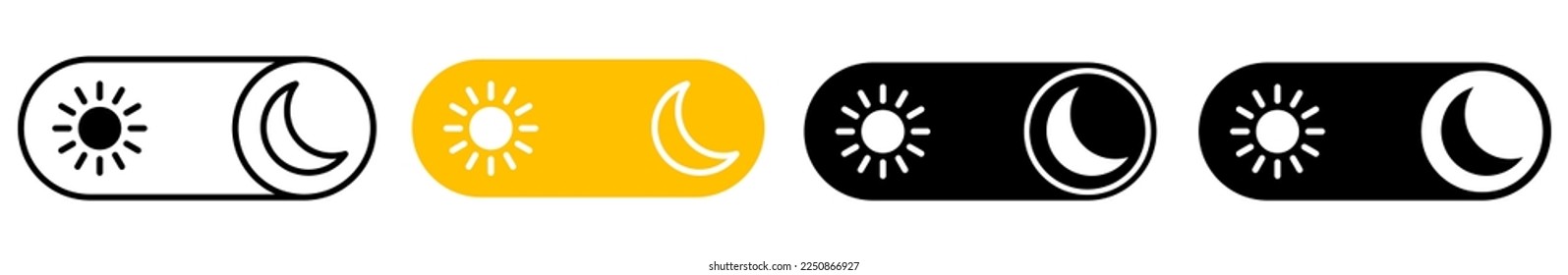 Screen modes icons set. Day night switch. Vector Illustration
