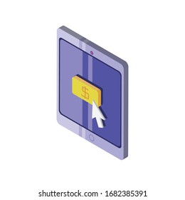 screen with money button on white background vector illustration design