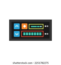 Screen or monitor with buttons for control panel vector illustration. Retro control console or terminal elements, buttons on dashboard, system monitor or display. Technology, equipment concept