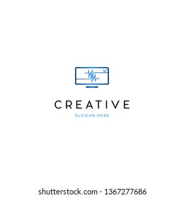 Screen Monitor Pulse Networking Creative Logo Design