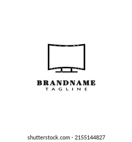 screen monitor with recycle logo cartoon template icon black modern isolated vector illustration