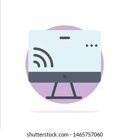 Screen, Monitor, Screen, Wifi Abstract Circle Background Flat color Icon. Vector Icon Template background