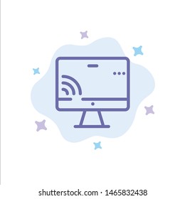 Screen, Monitor, Screen, Wifi Blue Icon on Abstract Cloud Background. Vector Icon Template background