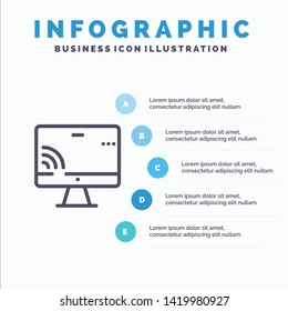 Screen, Monitor, Screen, Wifi Line icon with 5 steps presentation infographics Background