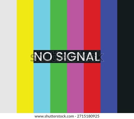 Screen no signal. Television screen error. Malfunction pattern. TV, film, technical problems, colored background - vector illustrations.