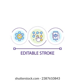 Screen password loop concept icon. Digital safety. Device security. Reliable login data abstract idea thin line illustration. Isolated outline drawing. Editable stroke. Arial font used
