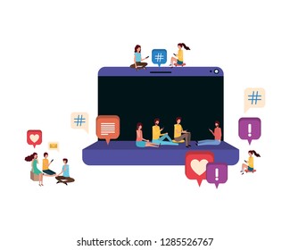 screen with people around avatar character