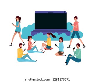 screen with people around avatar character