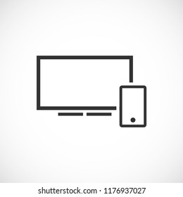 screen and phone  vector icon 10 eps