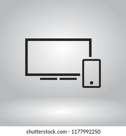screen and phone  vector icon 10 eps