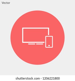 screen and phone  vector icon 10 eps