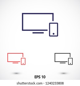icono de vector de pantalla y teléfono 10 pasos