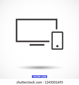 screen and phone  vector icon 10 eps