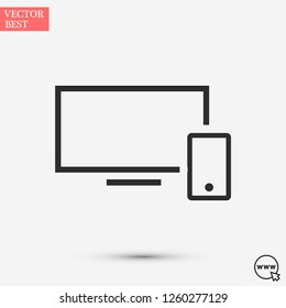 screen and phone  vector icon 10 eps