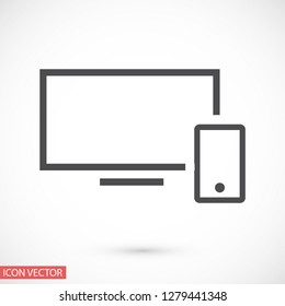screen and phone  vector icon 10 eps