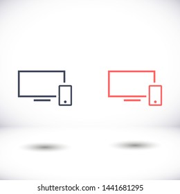screen and phone  vector icon 10 eps , Lorem ipsum Flat design