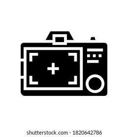 pantalla fotocámara gadget gyph icono vector. señal de gadget de la cámara fotográfica de pantalla. símbolo de contorno aislado ilustración negra