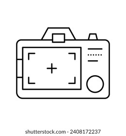 pantalla fotocámara gadget line icon vector. señal de gadget de la cámara fotográfica de pantalla. símbolo de contorno aislado ilustración negra