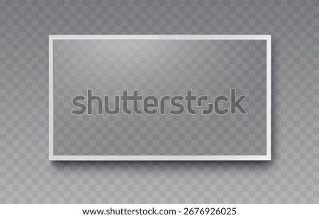 Screen or photo frame isolated on transparent background. White flat led computer monitor, tablet display. Vector blank lcd, plasma TV mockup