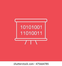 Screen For Presentations With Binary Code Flat Icon On Red Background