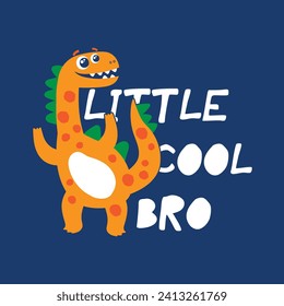 screen print design with cute dinosaur cartoon drawing as vector