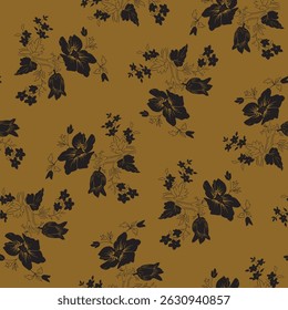screen print flower and leaf black and brown new design vector