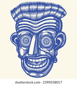 Screen Print Square Illustration’s. Set of abstract shapes. Face constructor elements, eyes, mouth, nose, ear. Modern art character. Brush stroke. Grunge texture. Graffiti Grunge texture.