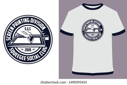 Screen Printing Division Squeegee Social Club - Vector Graphics, For Sticker Or Printing For The T-shirt and Poster