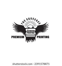 screen printing eagle mascot logo design vector template illustration