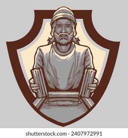 screen printing logo design vector