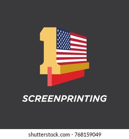 Screen Printing logo USA flag vector file