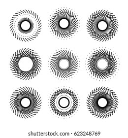 Screen Printing Pattern. Bitmap Vector Pattern. Radiant Frame. Abstract Vortex. Circular Pattern. Abstract Round Frame. Circle Border Frame Isolated On White Background.