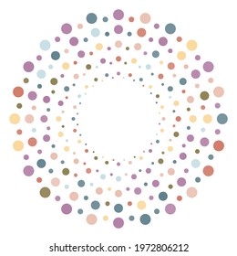 Screen printing pattern. Radiant frame. Abstract vortex. Circular pattern. Pop art round halftone frame isolated on white. Abstract whirligig, eyeball. Dotted print. 