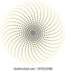 Screen printing pattern. Radiant frame. Abstract vortex. Circular pattern. Pop art round halftone frame isolated on white. Abstract whirligig, eyeball. Dotted print. 