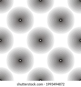 Screen printing seamless pattern. Radiant abstract halftone rings. Circular pattern. Pop art round striped print.