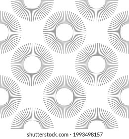 Screen printing seamless pattern. Radiant abstract vortex. Circular pattern. Pop art round halftone. Swirl, star striped print.