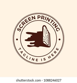 screen printing silk screenprinting logo emblem badge stamp vector illustration